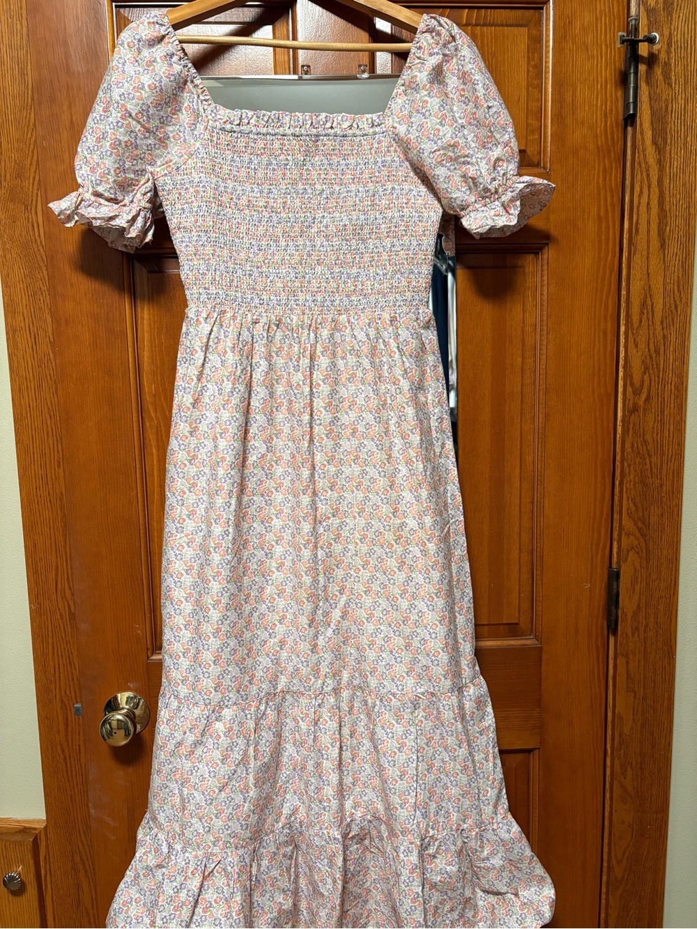 Pomander Place Pink Floral Maxi Dress with Puff Sleeves